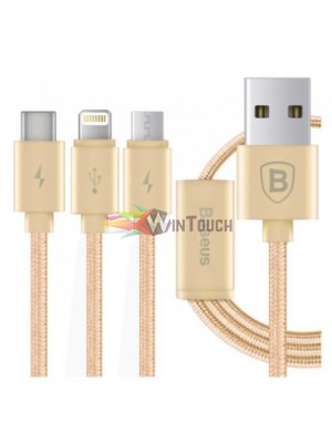 Baseus Were Portman Series 3 σε 1 καλώδιο Lightning + MicroUSB + Type-C 120cm – Χρυσό Αξεσουάρ Baseus Were Portman Series 3 σε 1 καλώδιο Lightning + MicroUSB + Type-C 120cm – Χρυσό