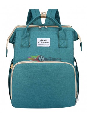 2 in 1 τσάντα πλάτης και παιδικό κρεβατάκι TMV-0050, αδιάβροχη, πράσινη