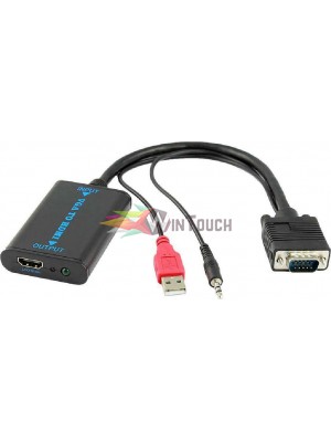 Powertech Μετατροπέας VGA/USB/3.5mm σε HDMI CAB-H070, 1080p, 0.2m, μαύρος