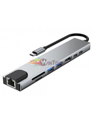 Docking Station Powertech PTH-103 USB-C με HDMI 4K PD Ethernet - Γκρι