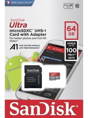 Sandisk Ultra microSDXC 64GB U1 A1 With Adapter Sandisk Ultra microSDXC 64GB U1 A1 With Adapter