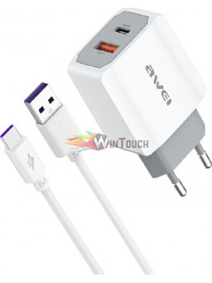 Awei (PD4) USB-A to USB-C Cable & USB-A/USB-C Wall Adapter 
