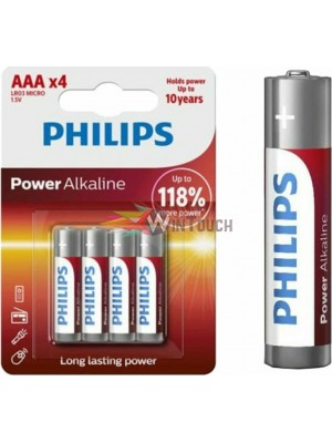 PHILIPS Power αλκαλικές μπαταρίες LR03P4B/5, AAA LR03 1.5V, 4τμχ LR03P4B-05
